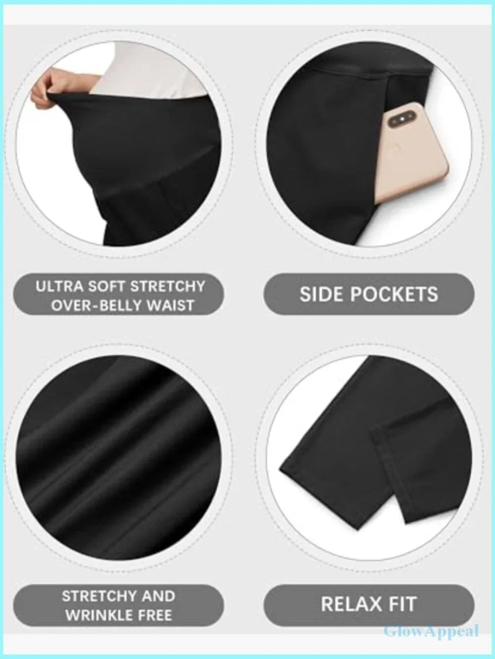 Maternity Work Pants Stretchy Over Belly Straight Leg Ankle Office Trousers